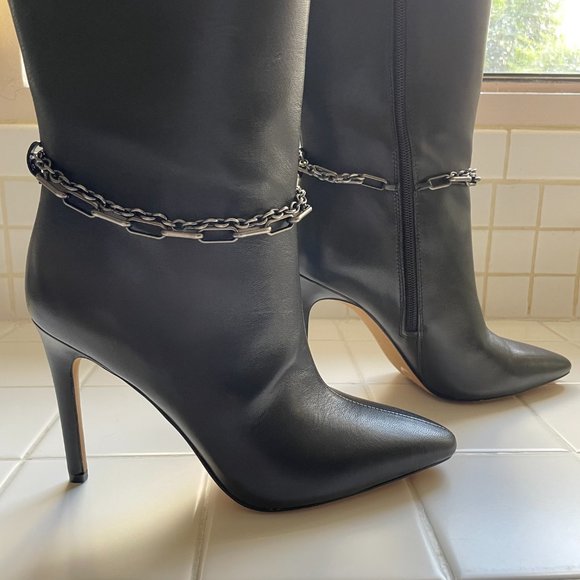 SOLD-Vince Camuto Black Felinda High Heeled Leather Boots - Picture 3 of 8